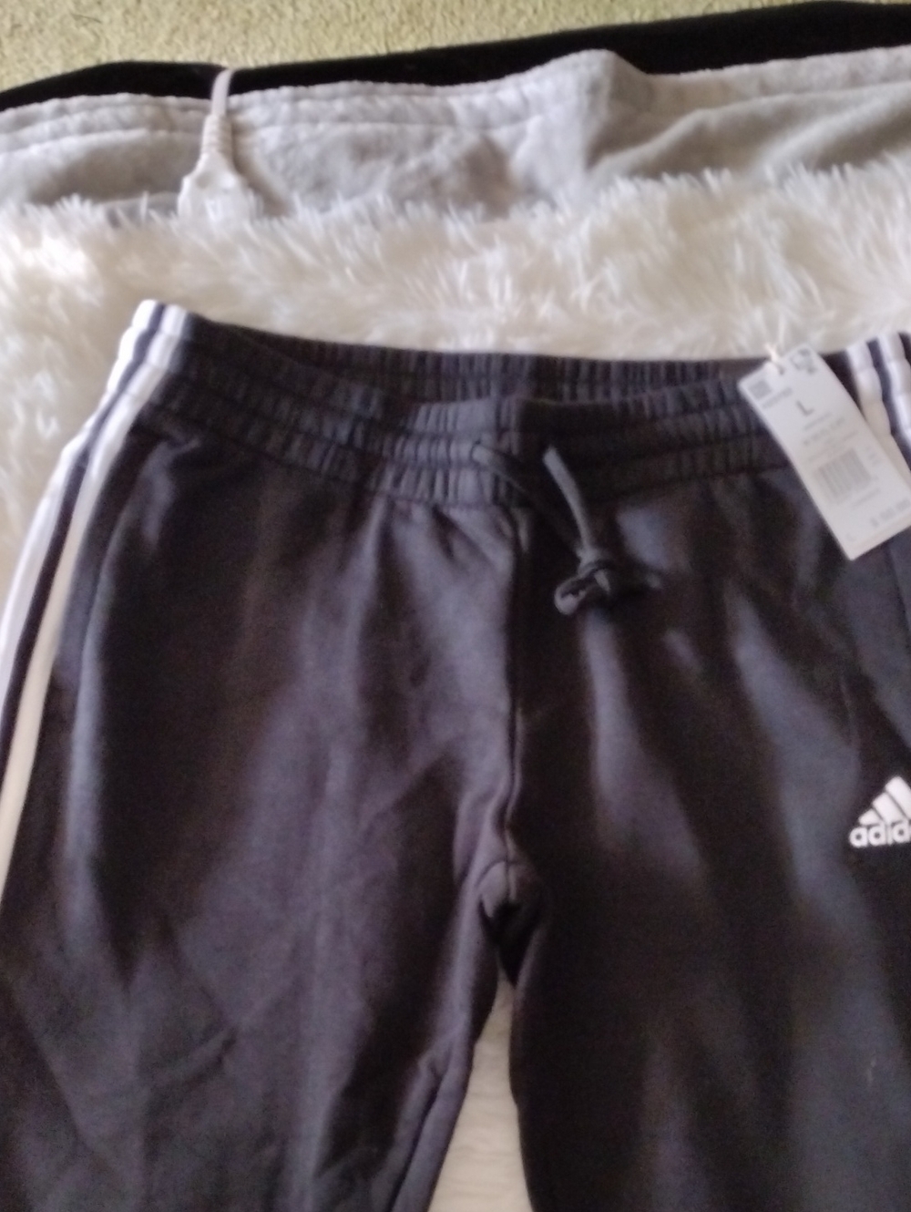 adidas Black Woman's Joggers with White Side Stripes